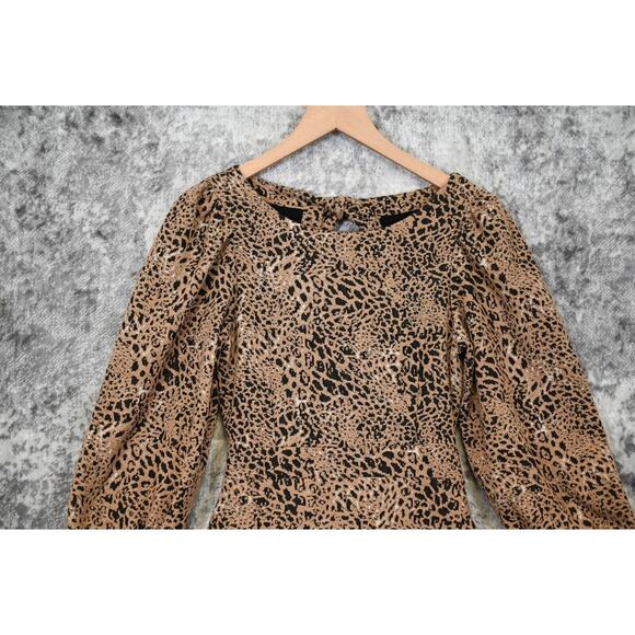 Anthropologie Maeve Dress Womens Knit Cut Out Tie Back Leopard Size 4 - Picture 2 of 8